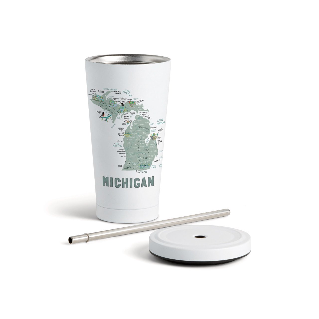 Michigan State Tumbler wStraw-White 16oz thumbnail