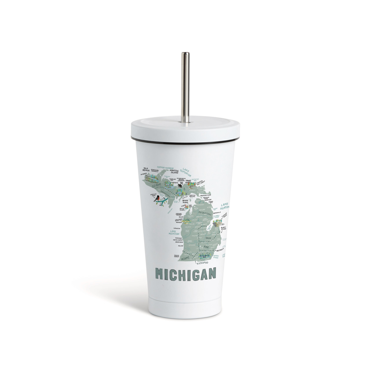 Michigan State Tumbler wStraw-White 16oz thumbnail