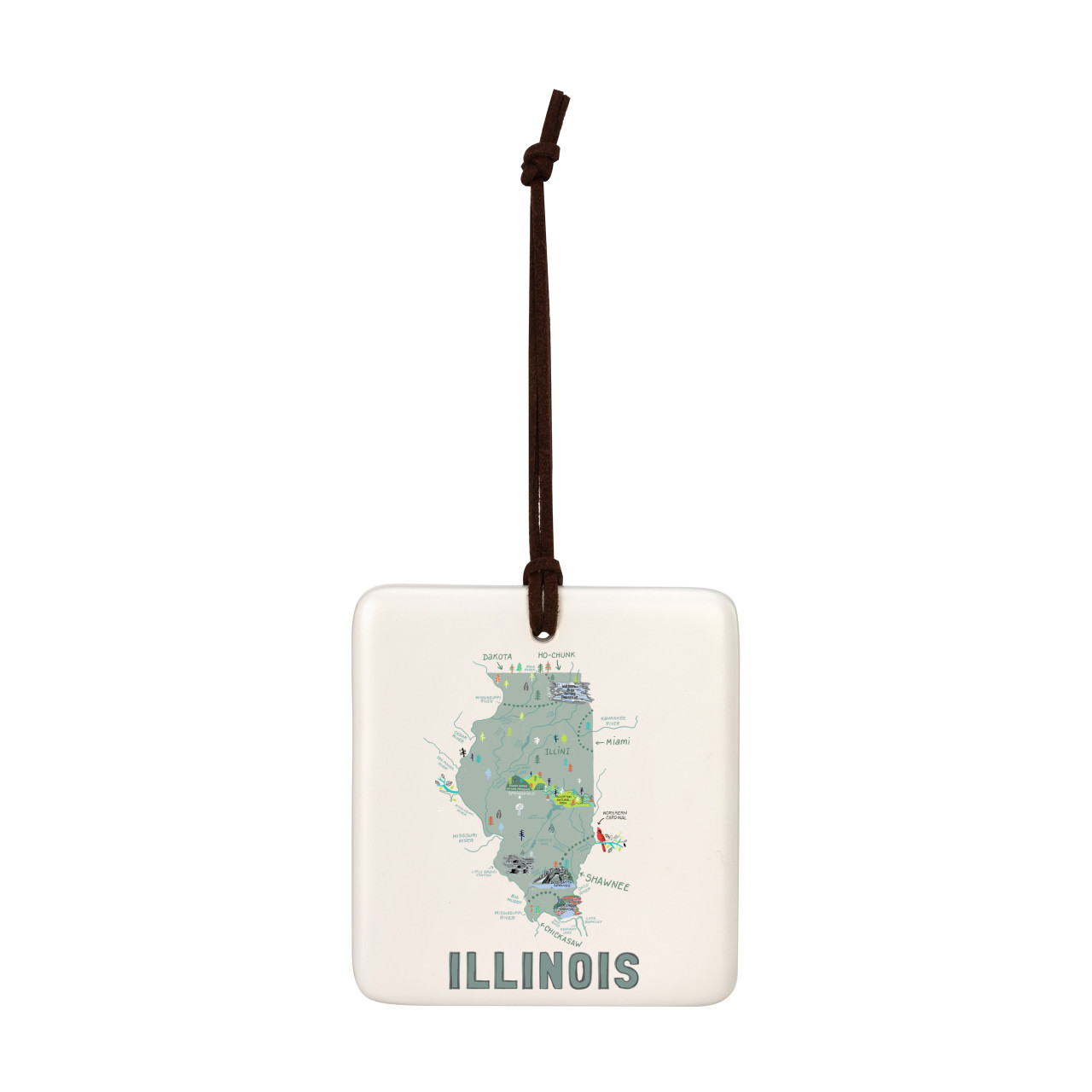 Illinois State Magnetic Ornament - Bone thumbnail