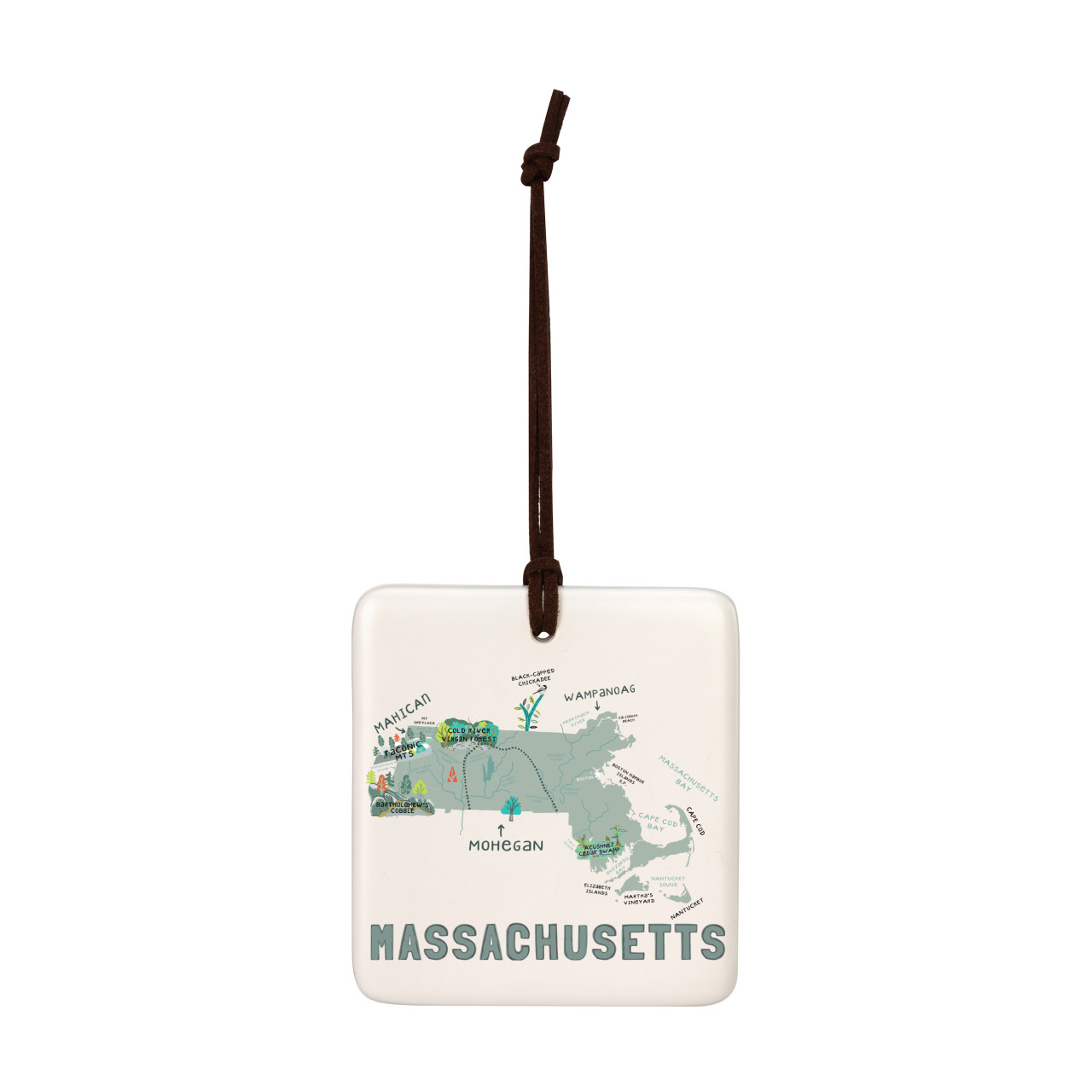 Massachusetts State Magnetic Orn - Bone thumbnail