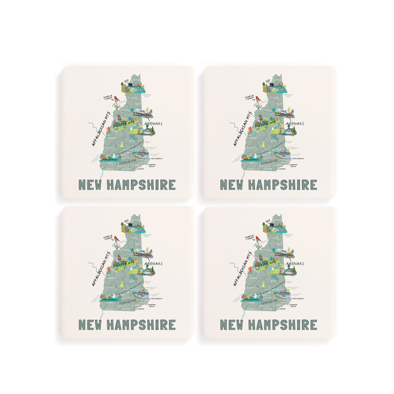 New Hampshire State Coasters - Set of 4 thumbnail