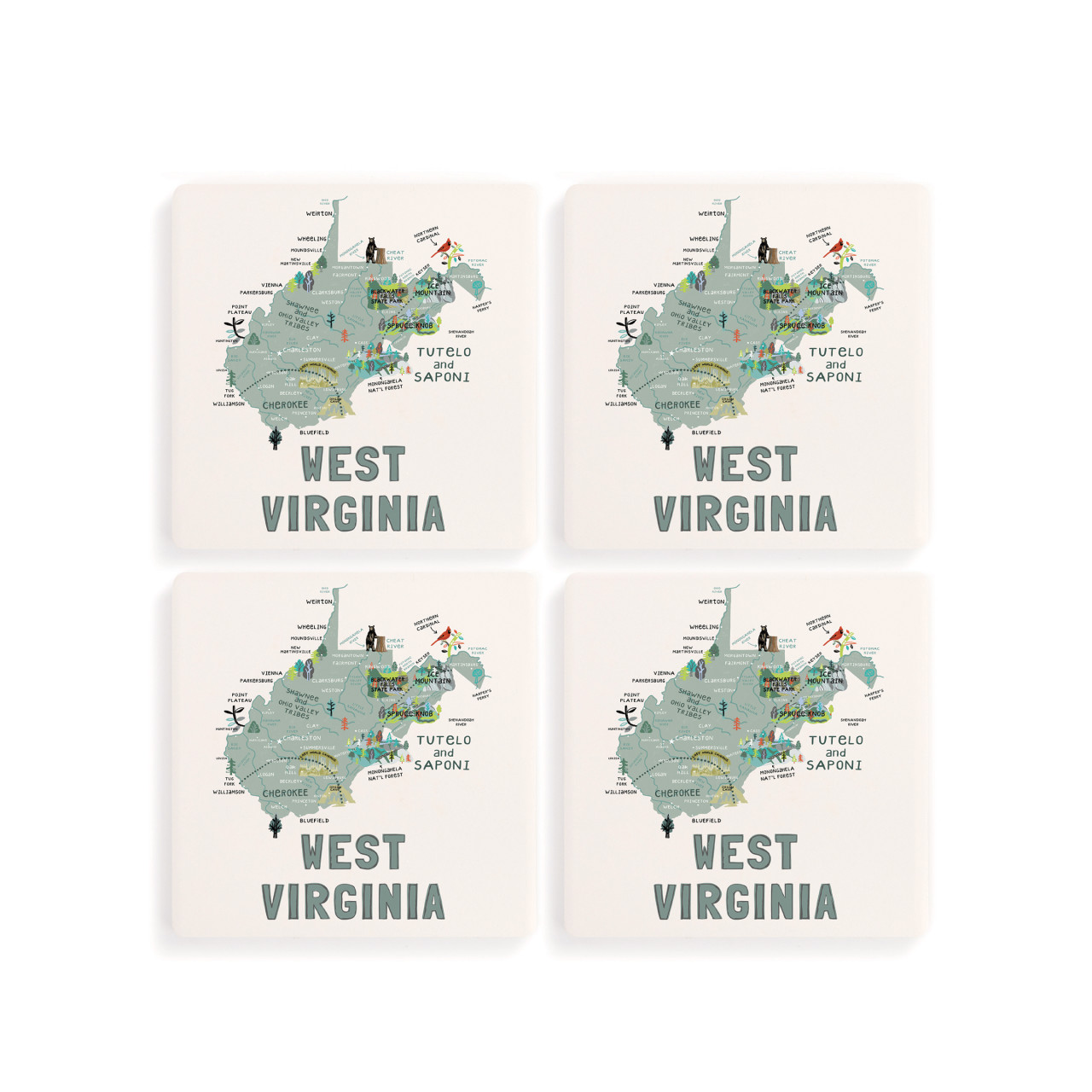 West Virginia State Coasters - Set of 4 thumbnail