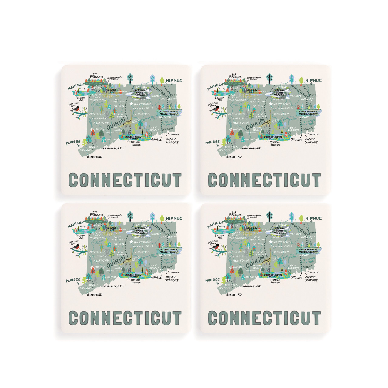 Connecticut State Coasters - Set of 4 thumbnail