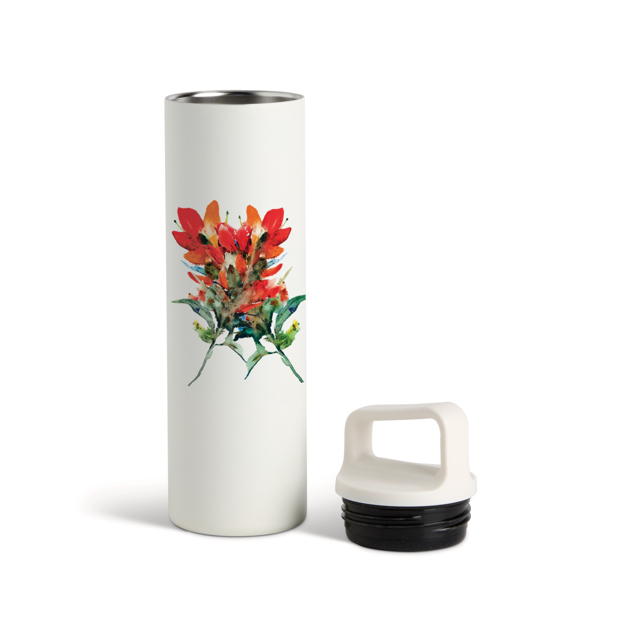 IndianPaintbrush WaterBottle-White20oz thumbnail