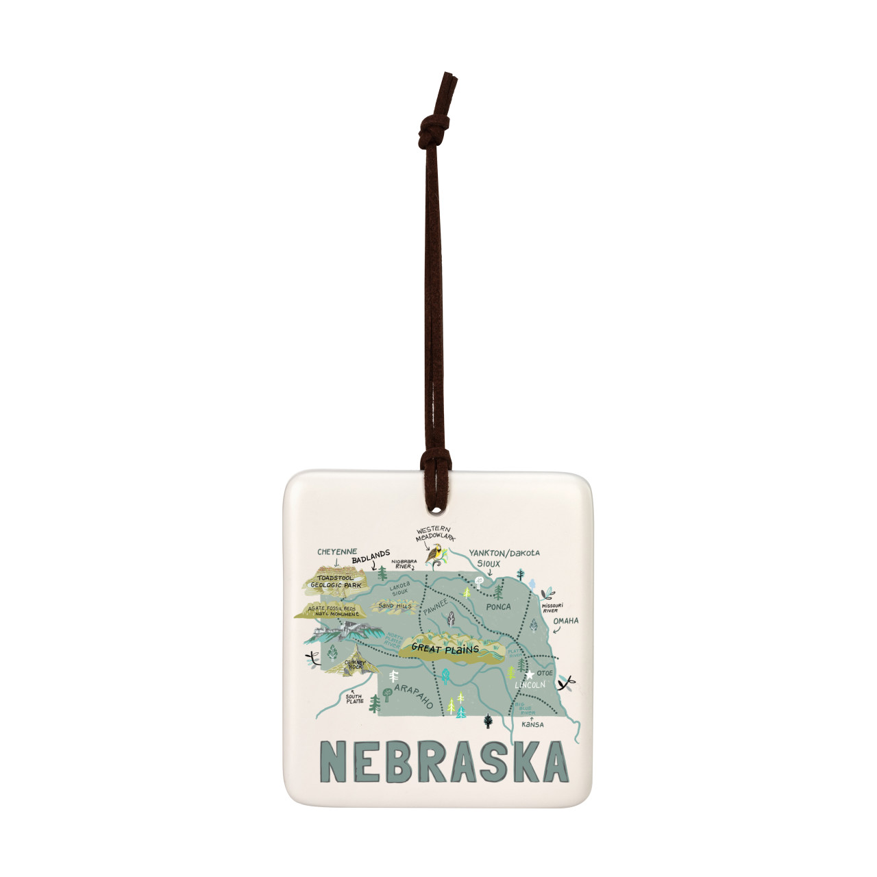 Nebraska State Magnetic Ornament - Bone thumbnail