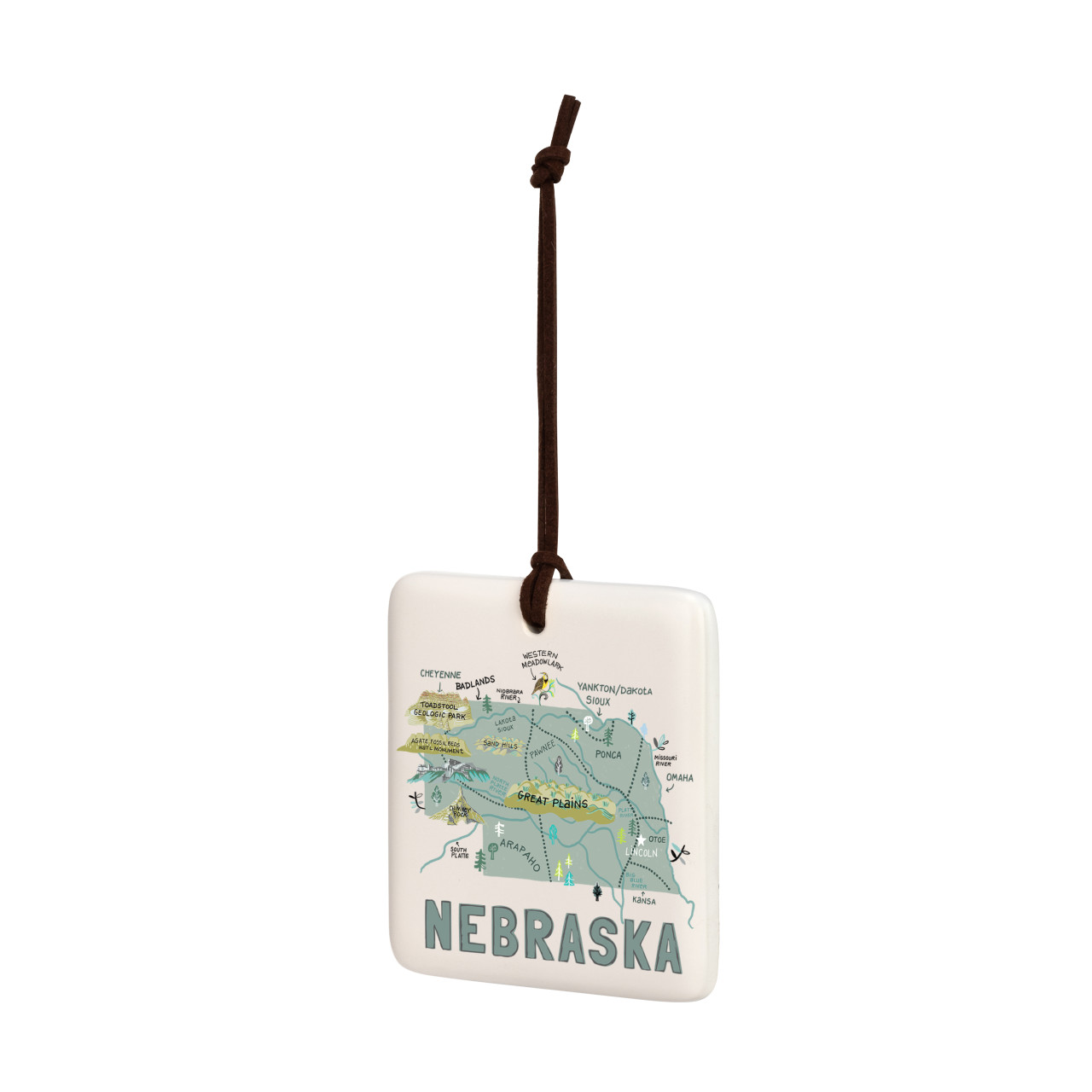 Nebraska State Magnetic Ornament - Bone thumbnail