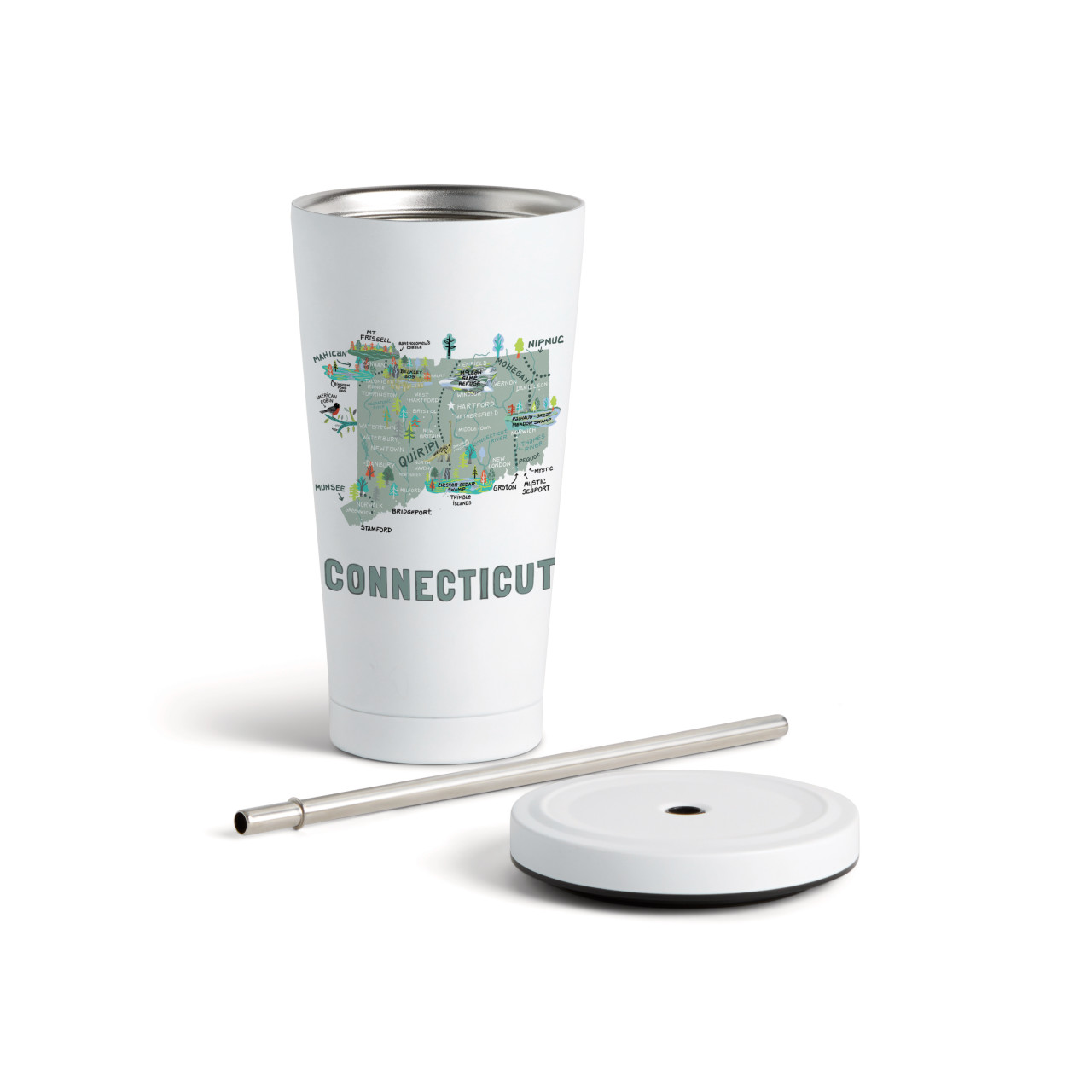 Connecticut State Tmblr wStraw-White16oz thumbnail