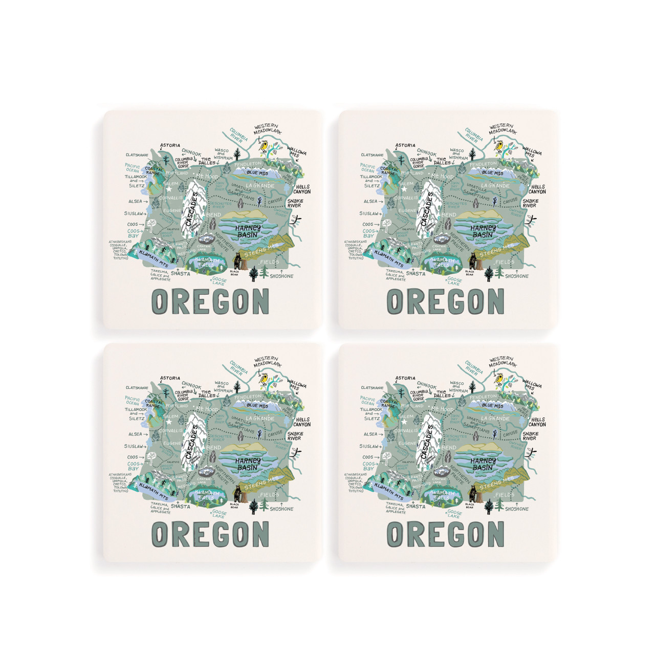Oregon State Coasters - Set of 4