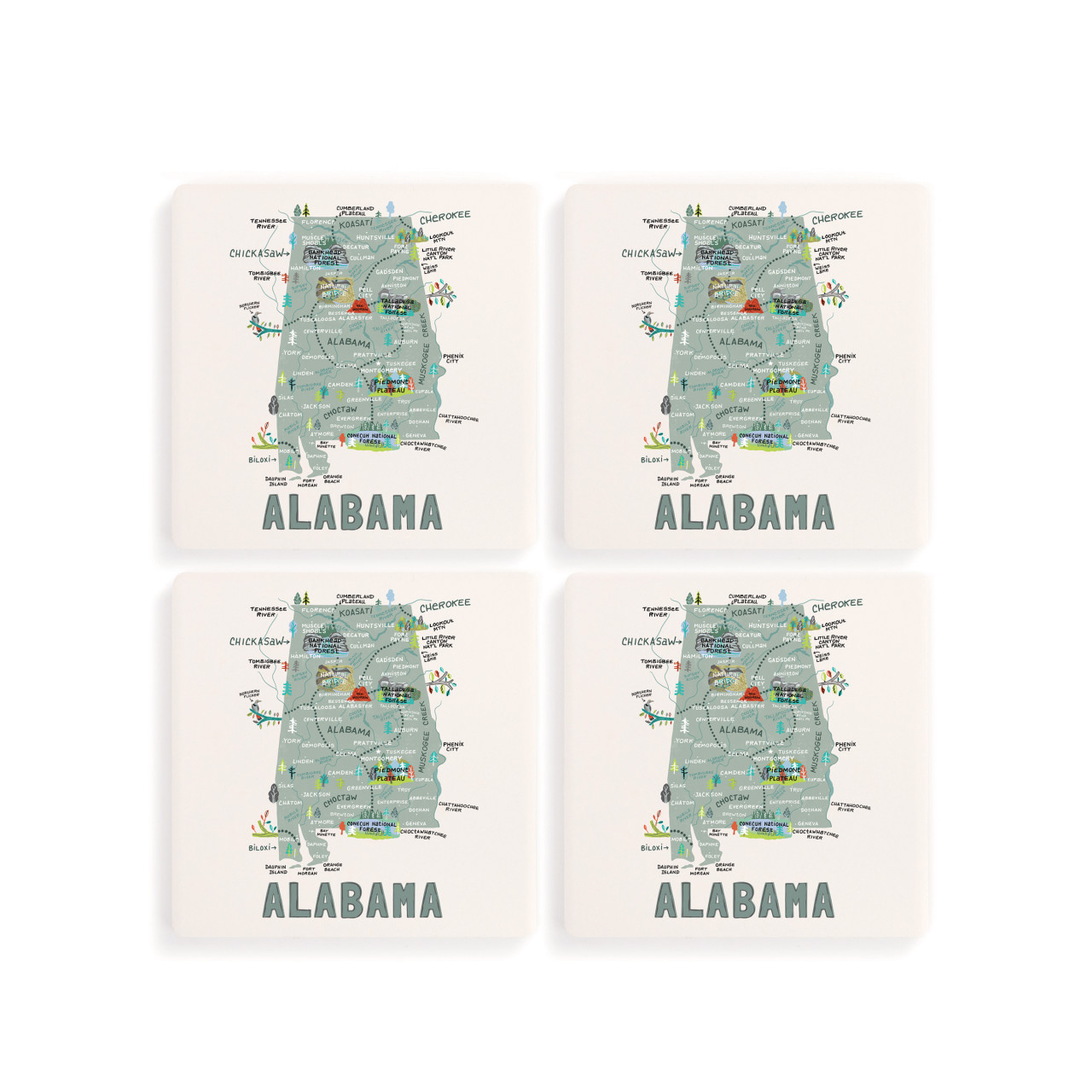 Alabama State Coasters - Set of 4 thumbnail