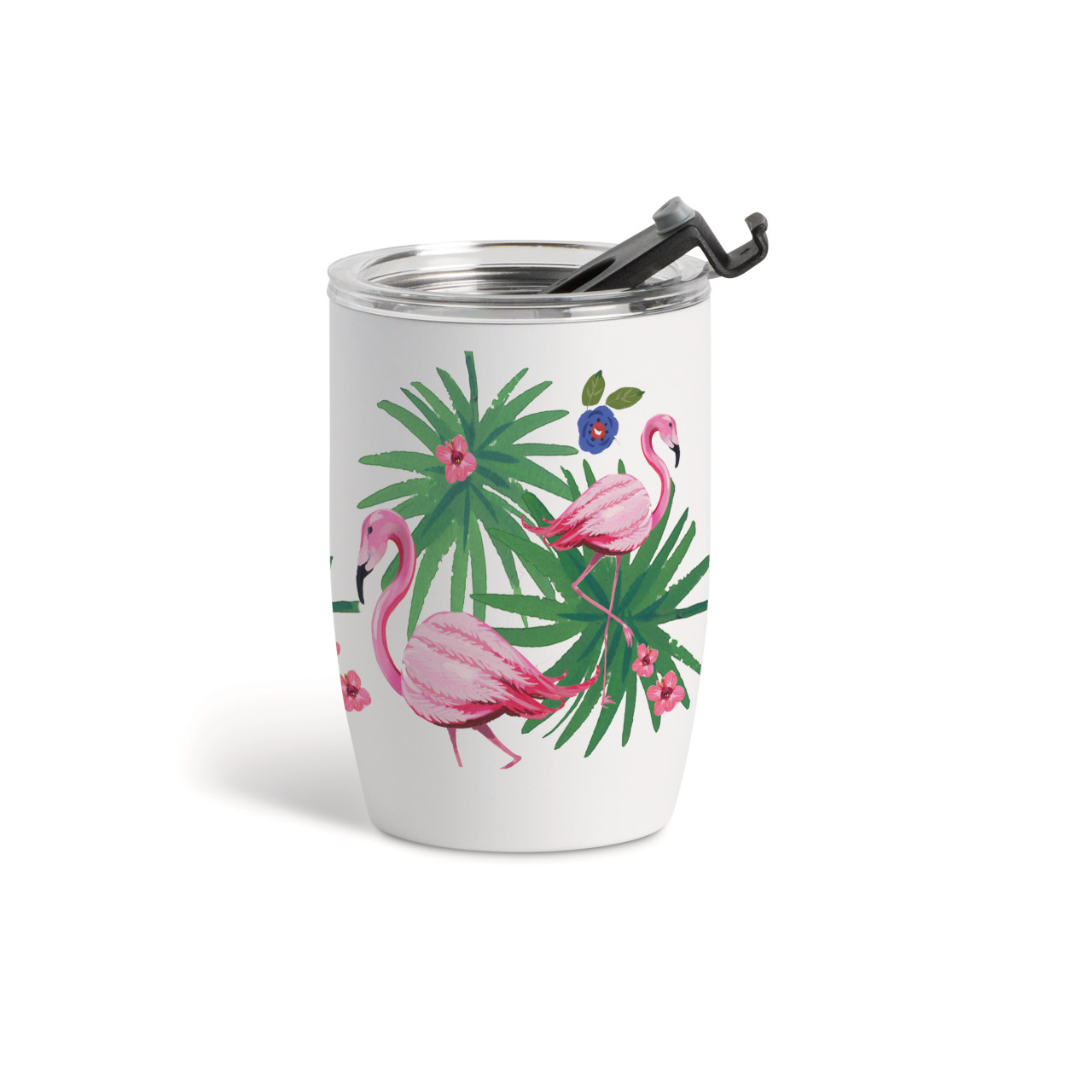 Flamingos Wine Tumbler - White 12 oz thumbnail