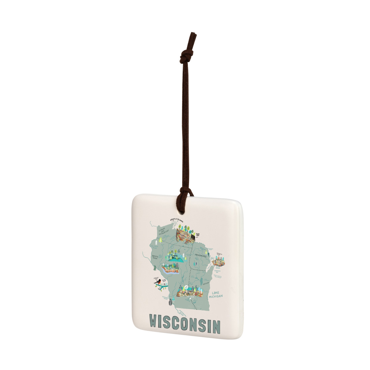 Wisconsin State Magnetic Ornament - Bone thumbnail