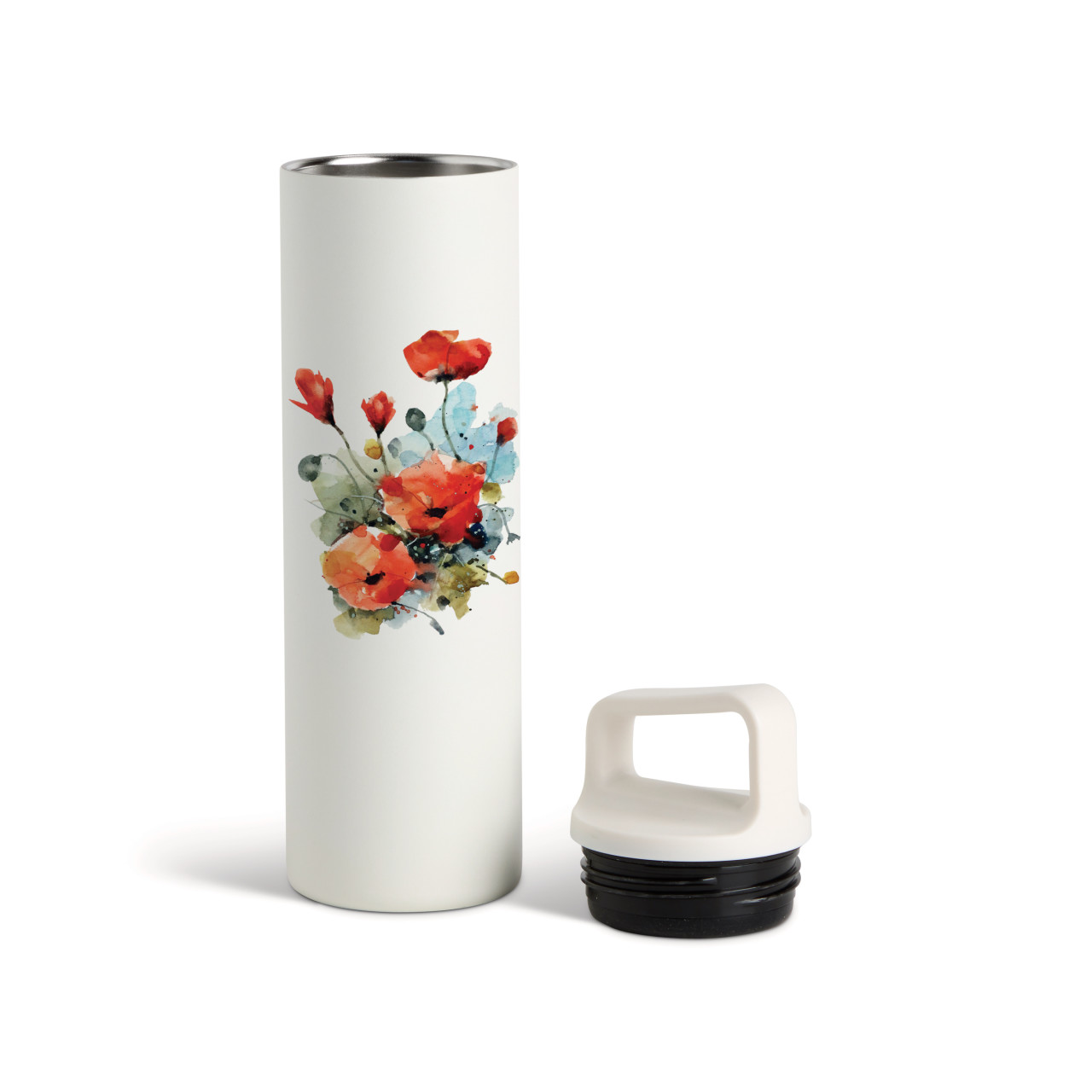 Poppy Water Bottle - White 20oz thumbnail