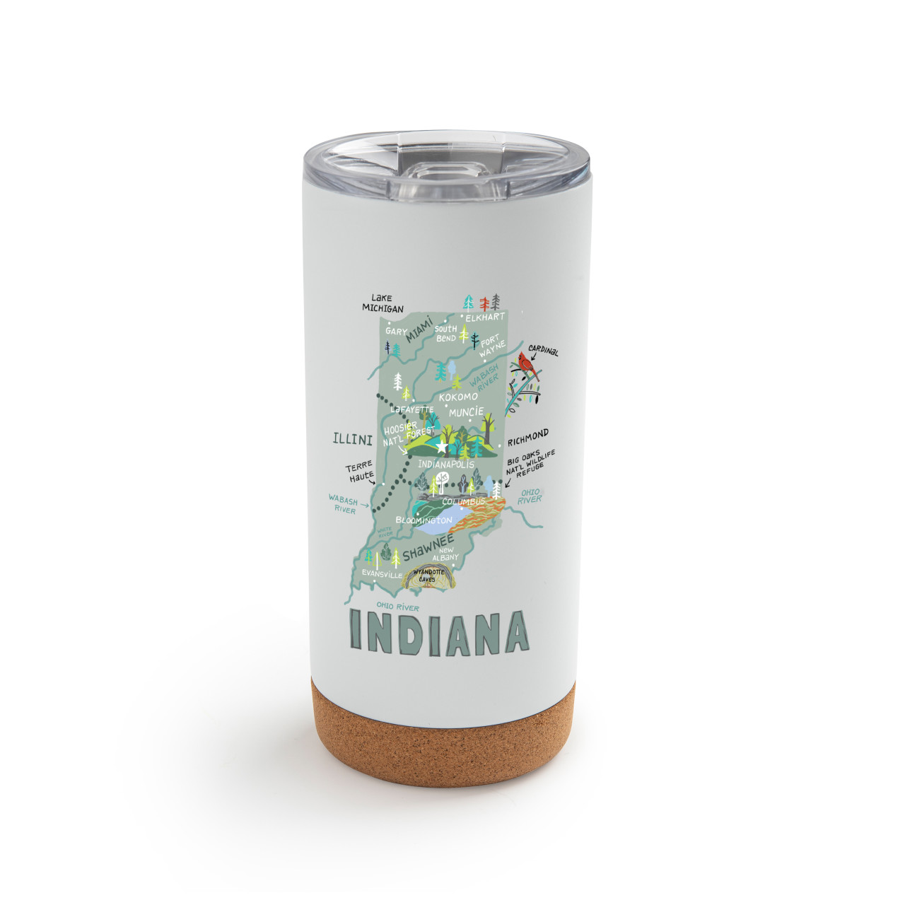 Indiana State Metal Tumbler wLid - White thumbnail