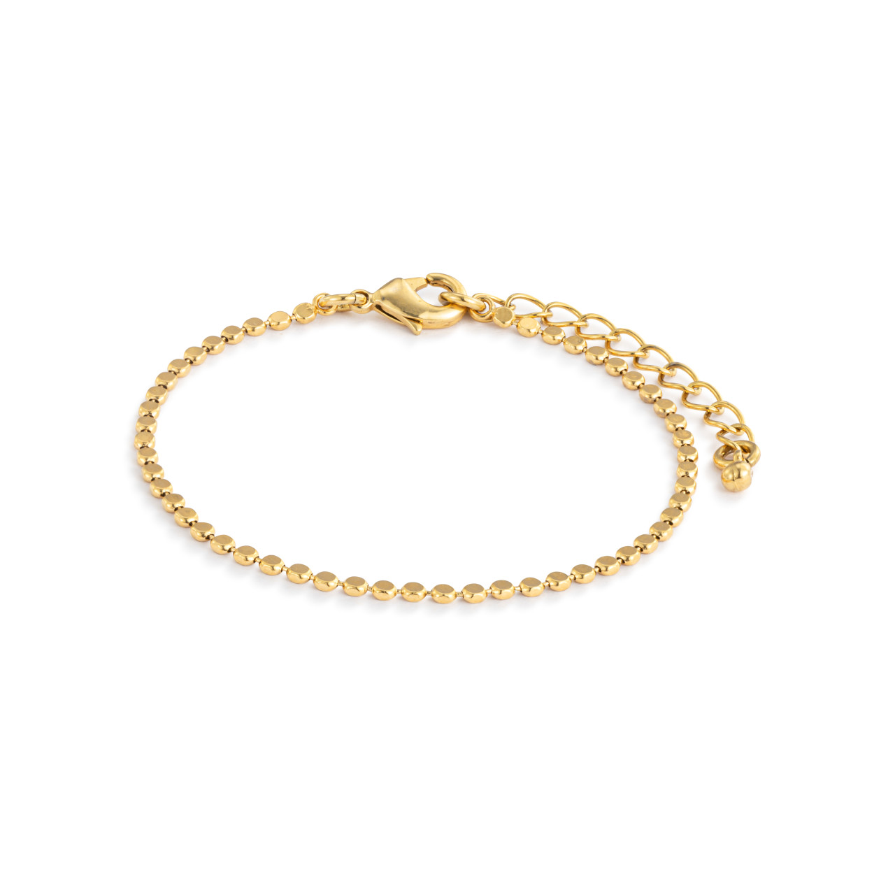 Dainty Gold Beaded Chain Bracelet thumbnail