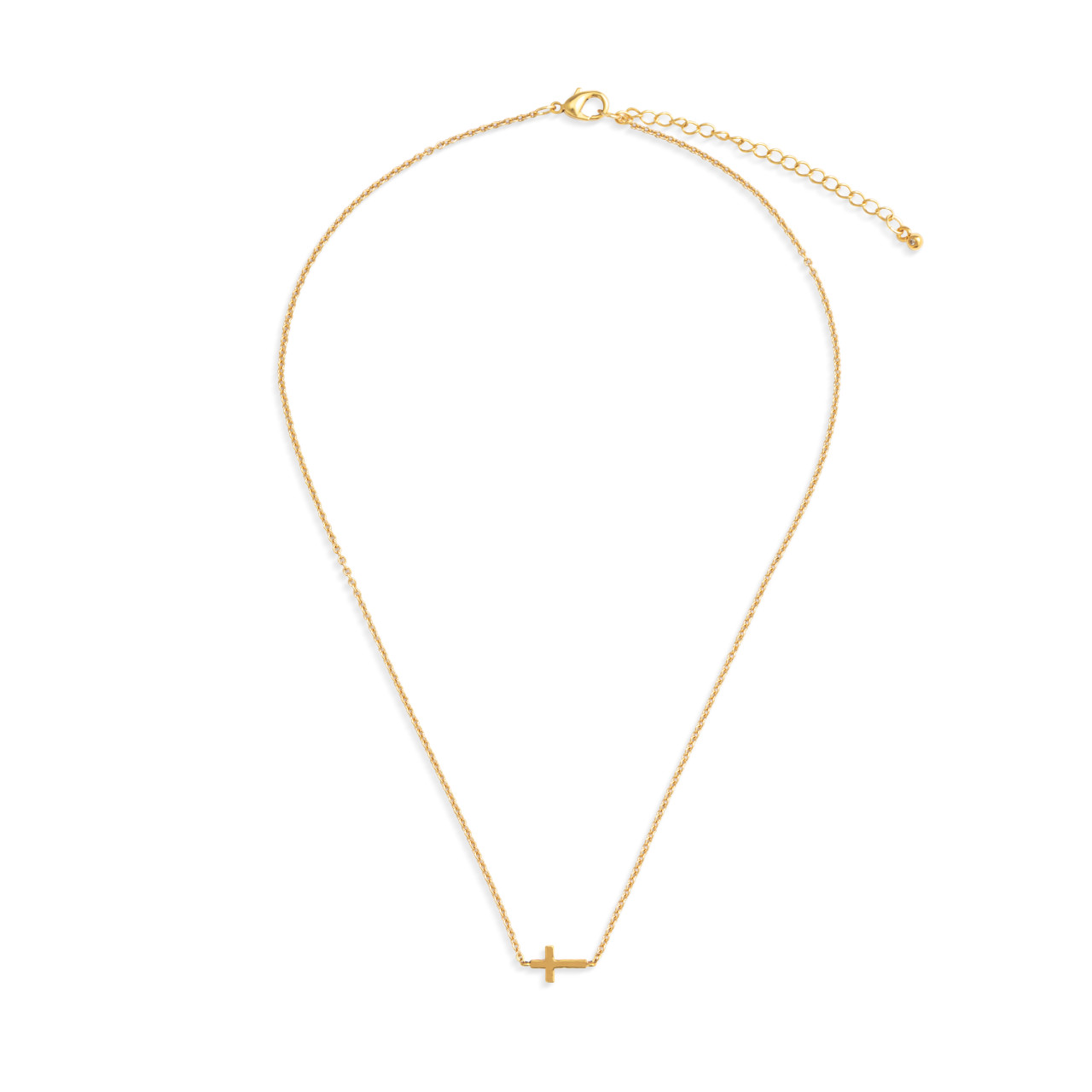 Dainty Gold Cross Charm Necklace thumbnail