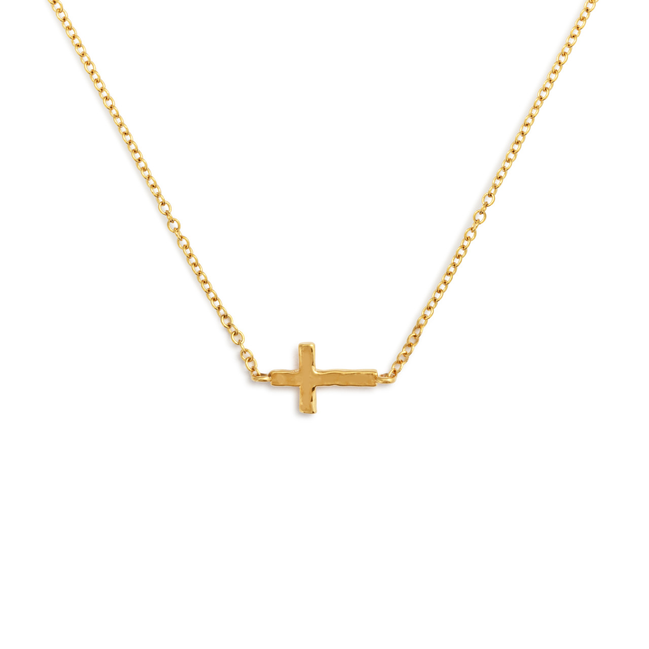 Dainty Gold Cross Charm Necklace thumbnail