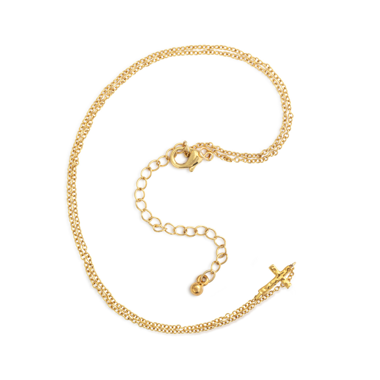 Dainty Gold Cross Charm Necklace thumbnail