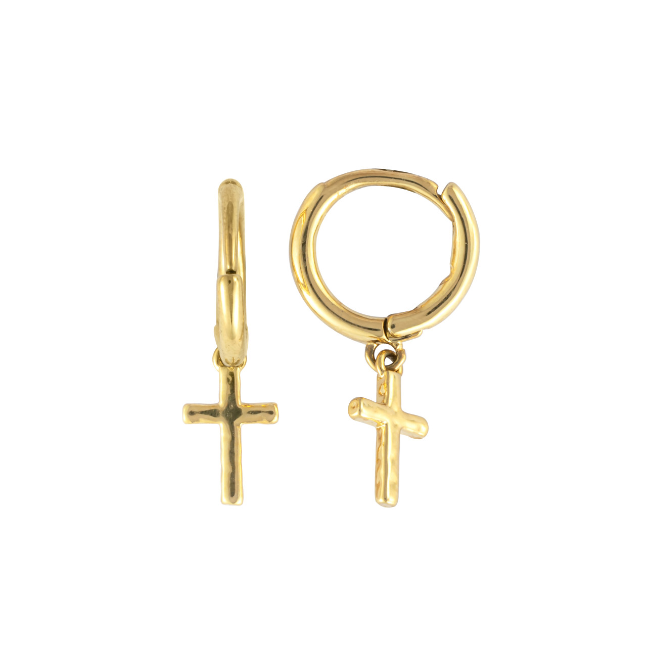 Dainty Gold Cross Huggie thumbnail