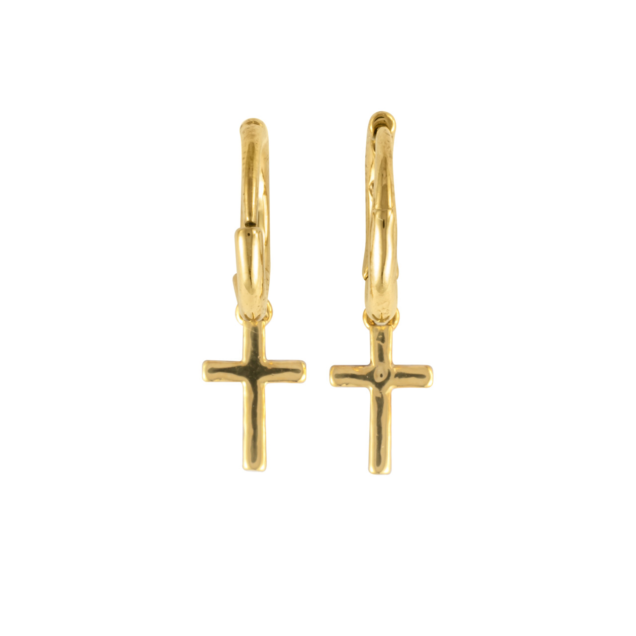 Dainty Gold Cross Huggie thumbnail