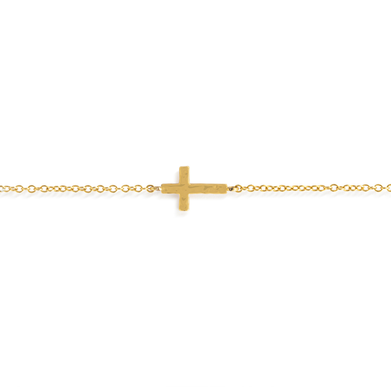 Dainty Gold Cross Charm Bracelet thumbnail