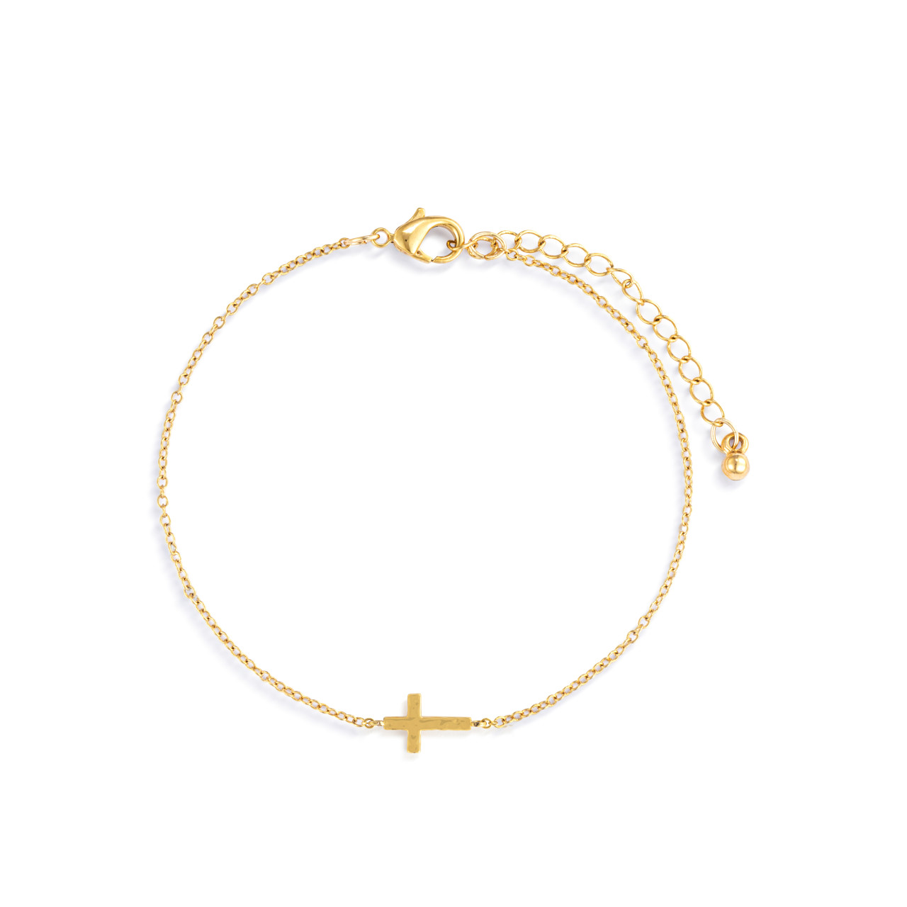 Dainty Gold Cross Charm Bracelet thumbnail
