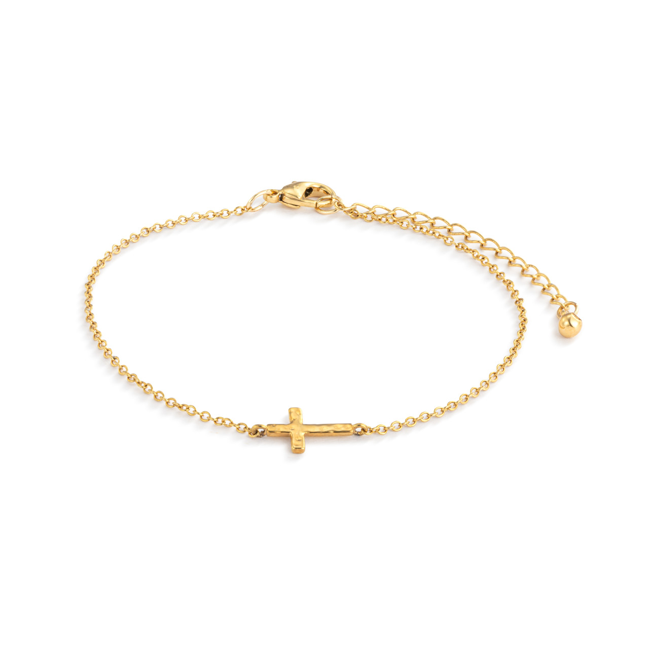 Dainty Gold Cross Charm Bracelet thumbnail