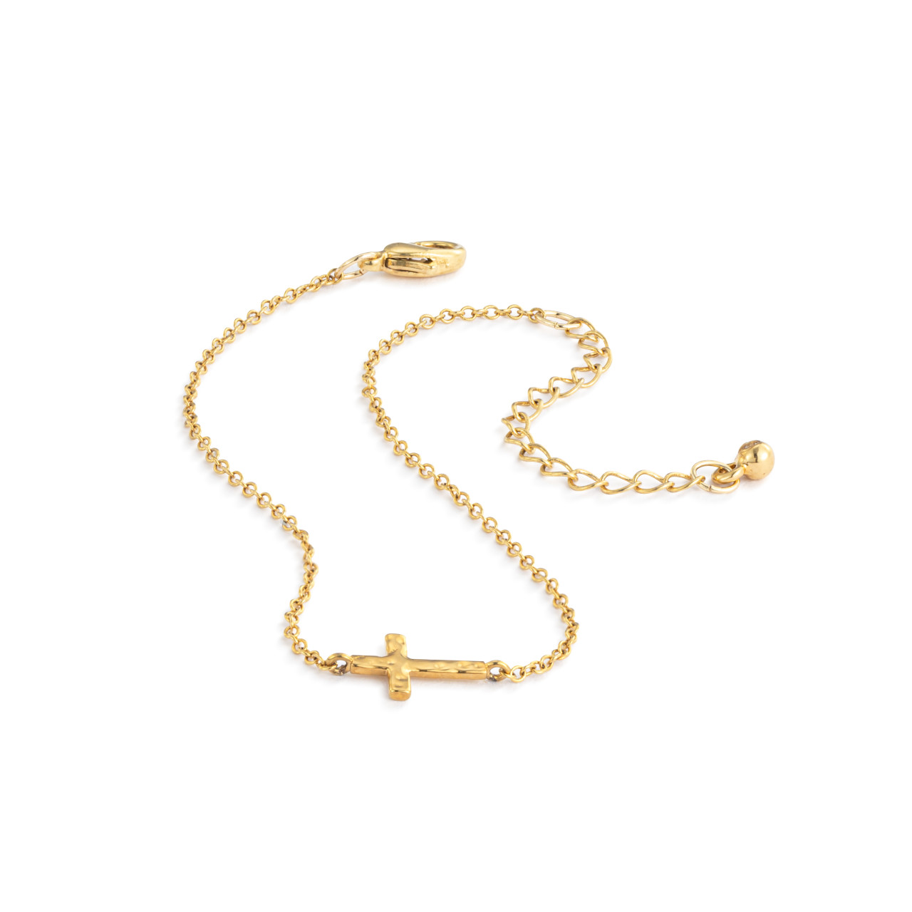 Dainty Gold Cross Charm Bracelet thumbnail