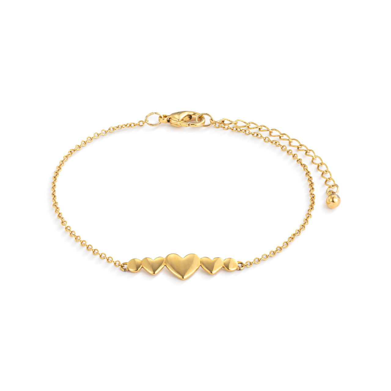 Dainty Gold Multi Heart Bracelet thumbnail