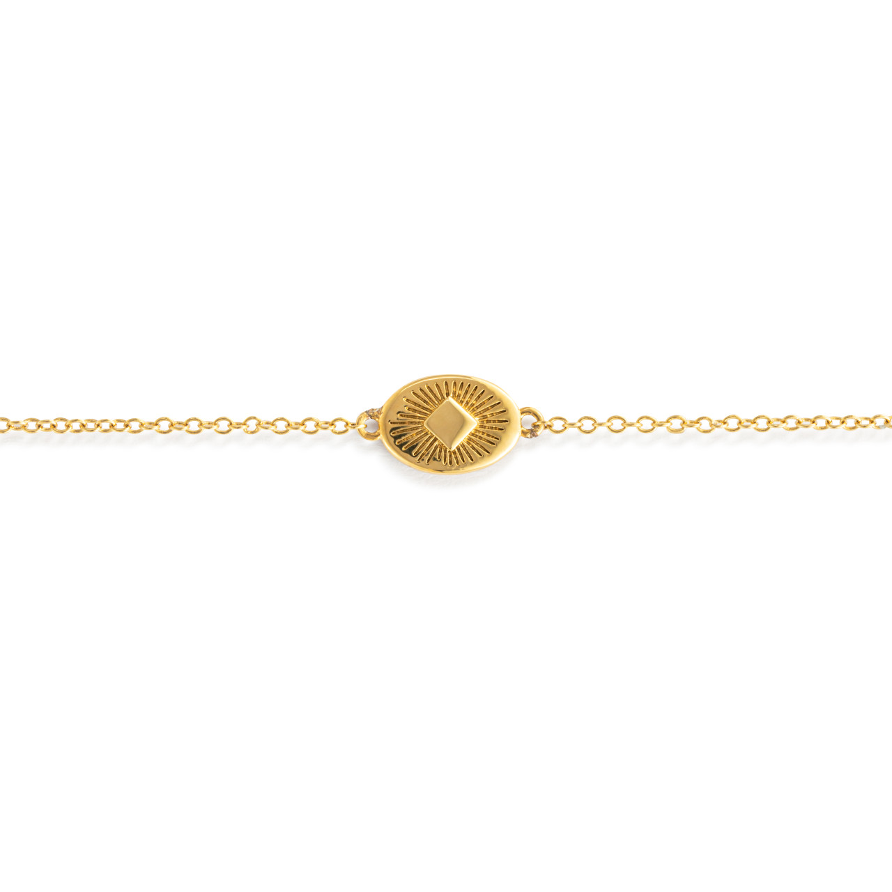 Gold Antiqued Sunburst Charm Bracelet thumbnail