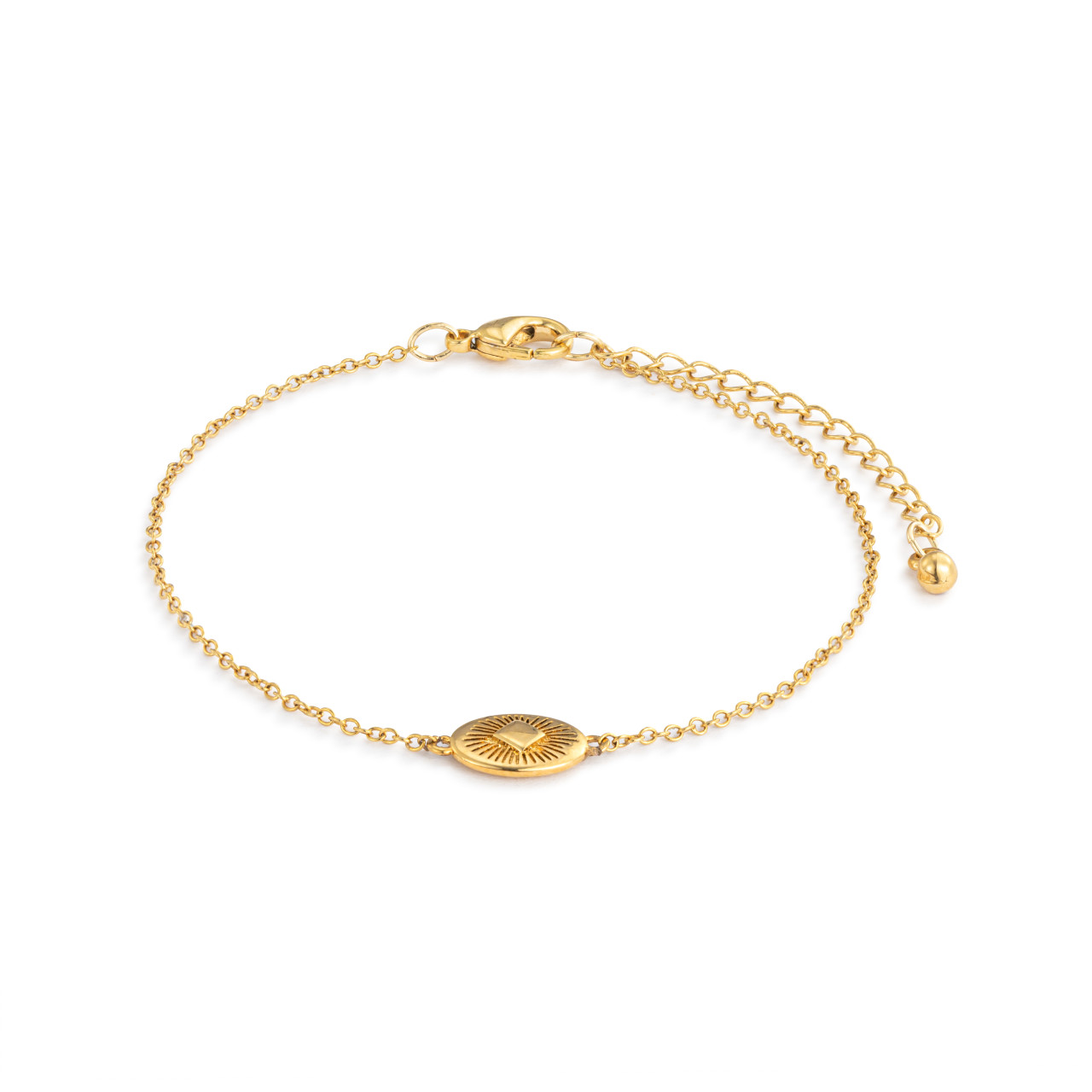 Gold Antiqued Sunburst Charm Bracelet thumbnail