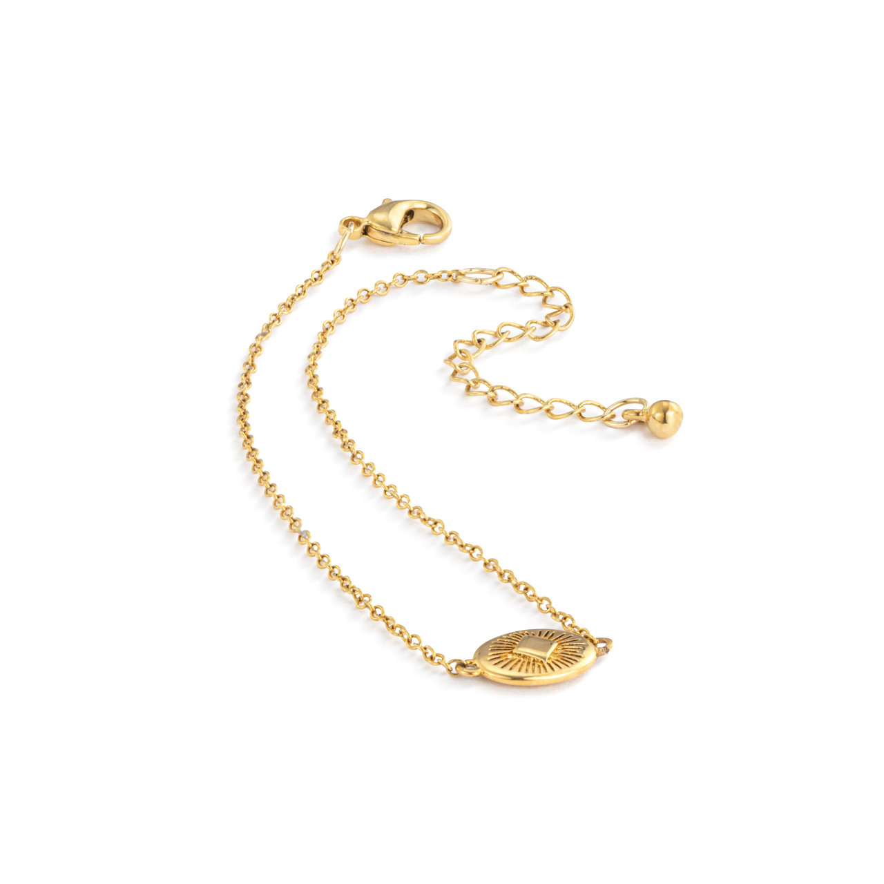 Gold Antiqued Sunburst Charm Bracelet thumbnail