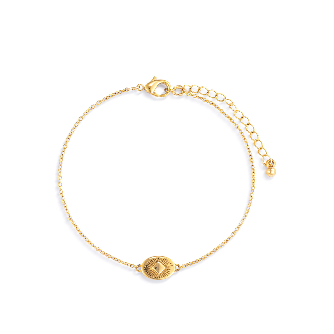 Gold Antiqued Sunburst Charm Bracelet thumbnail