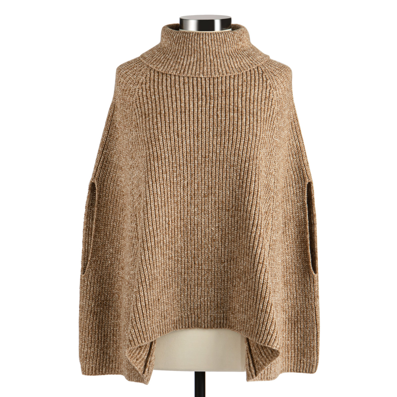 Taupe Turtleneck Pullover Cape - 120x28in thumbnail