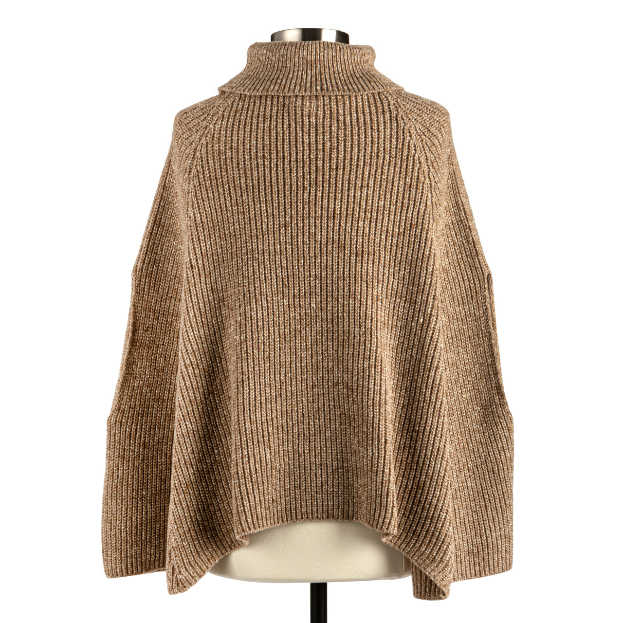 Taupe Turtleneck Pullover Cape - 120x28in thumbnail