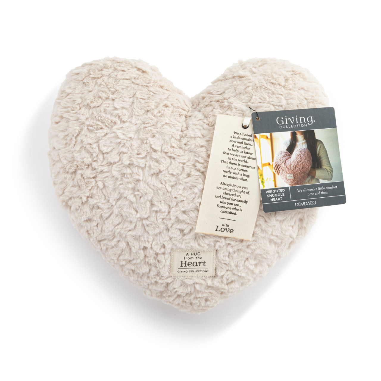 Snuggle Heart Cream Weighted Pillow - 14x12in thumbnail
