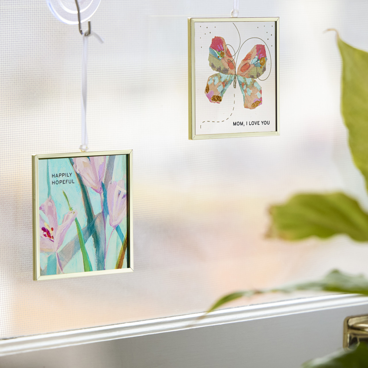 Happily Hopeful Floral Butterfly Suncatcher - 3x3in thumbnail