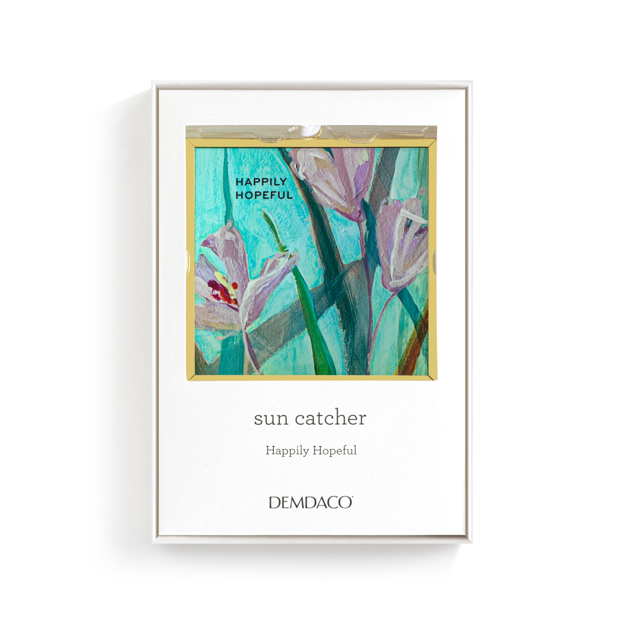 Happily Hopeful Floral Butterfly Suncatcher - 3x3in thumbnail