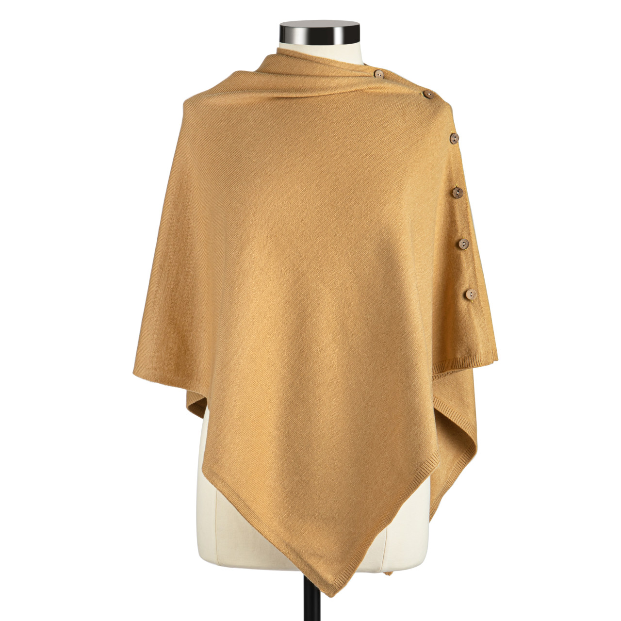 Side Button Mustard Wrap Poncho - 25x54in thumbnail