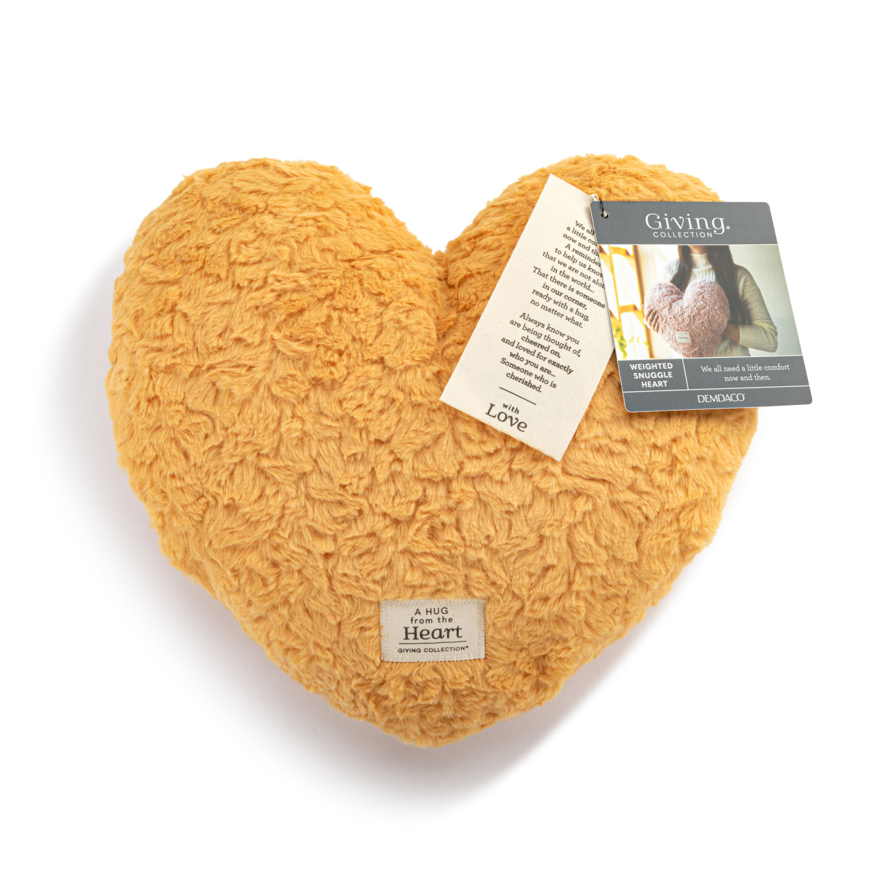 Snuggle Heart Mustard Weighted Pillow-14x12in thumbnail