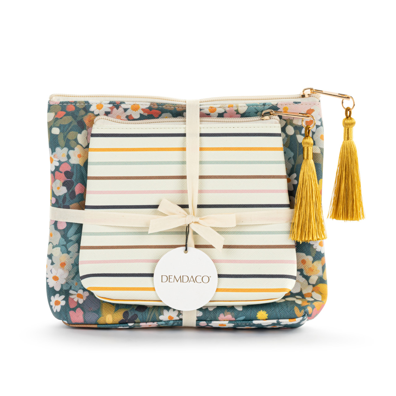 Floral + Stripe Zip Pouch Set of 2 thumbnail
