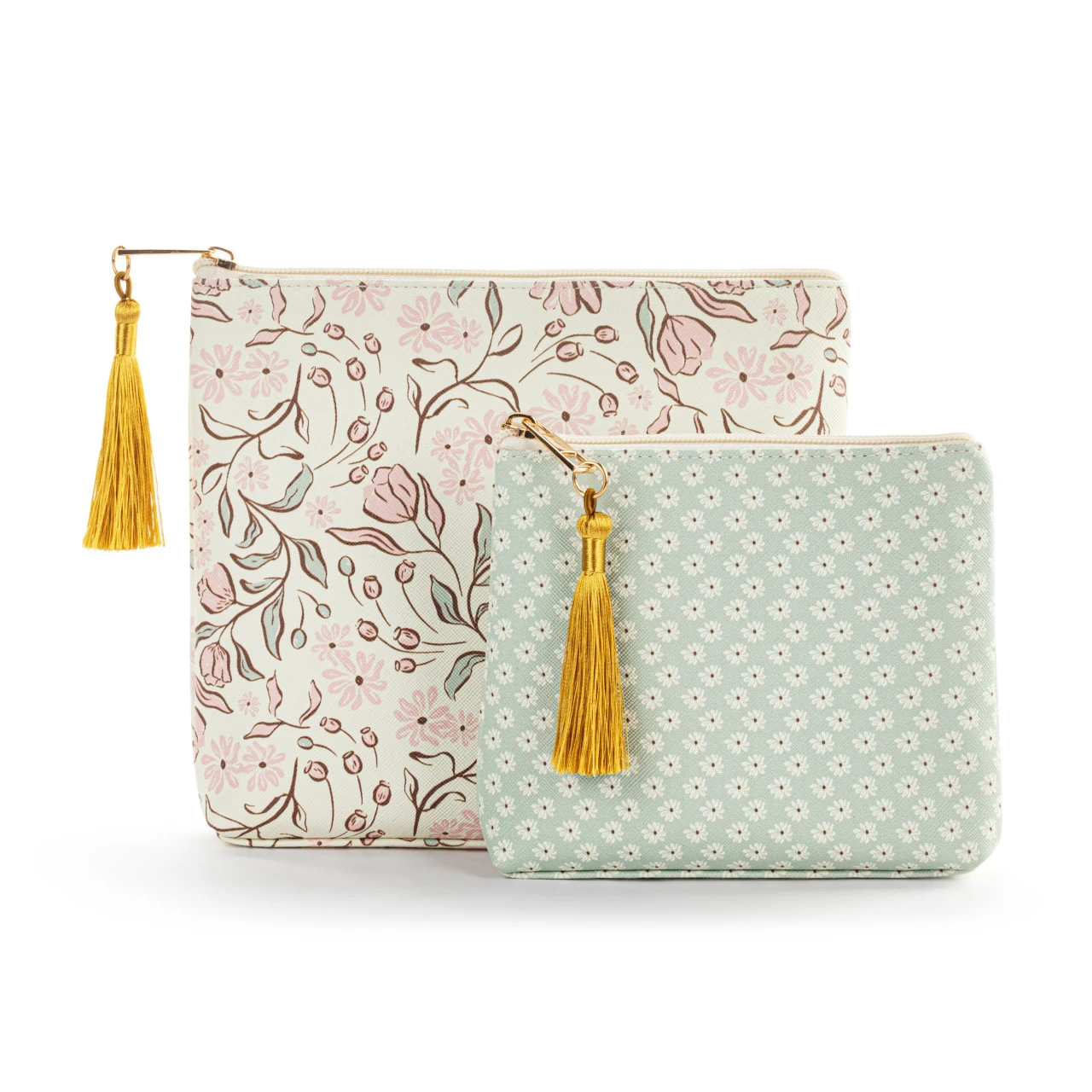 Vintage Floral + Daisy Zip Pouch Set of 2 thumbnail