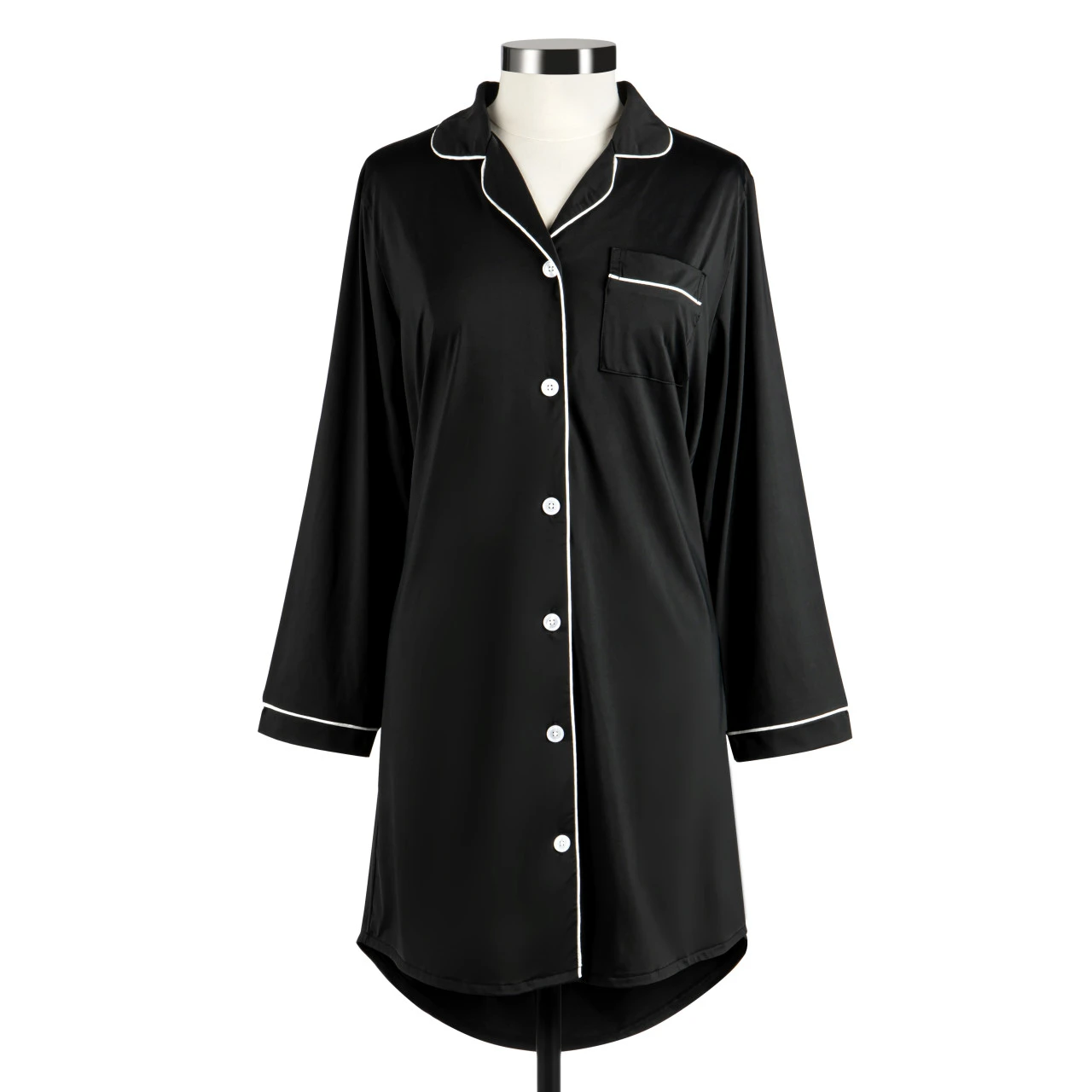 XL Long Sleeve Black Cooling Night Shirt thumbnail