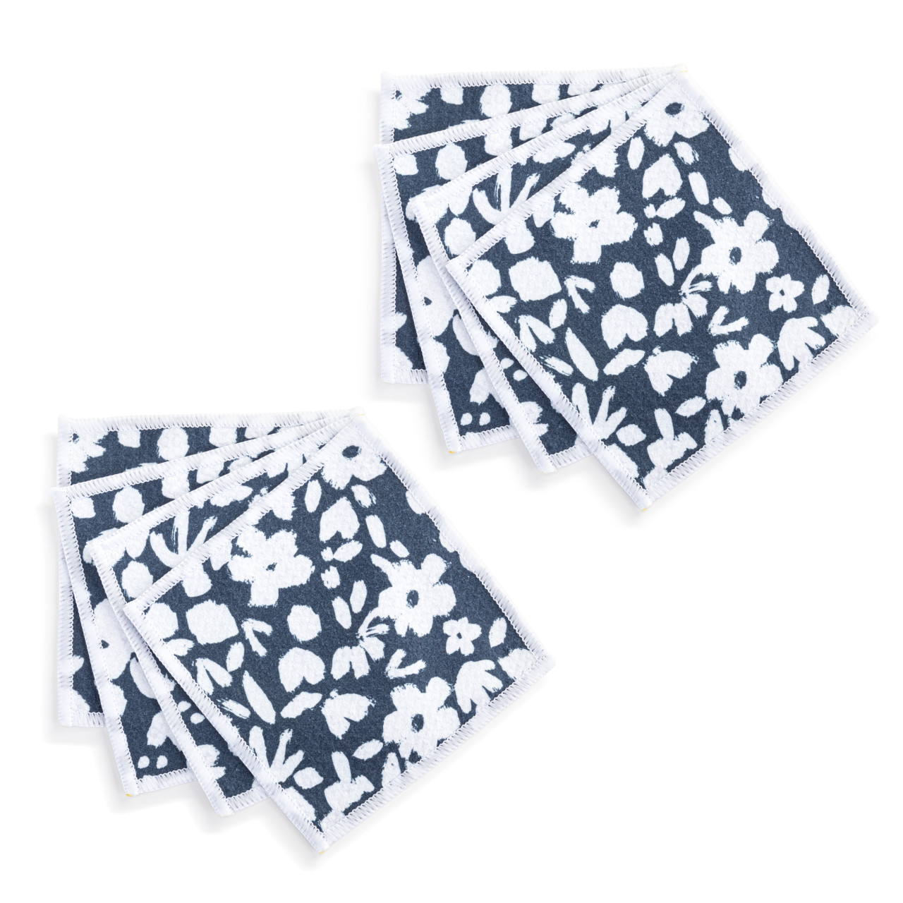 Navy Floral Absorbent Cocktail Napkins Set of 8 thumbnail