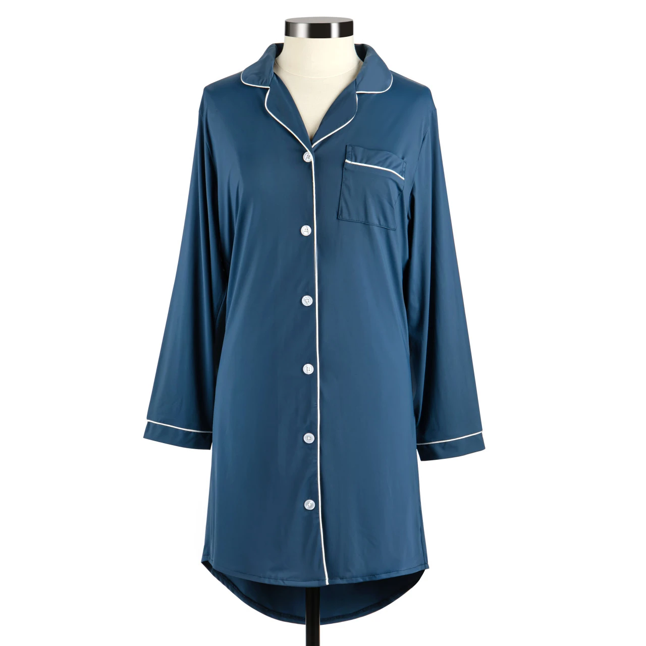 Large Long Sleeve Navy Cooling Night Shirt thumbnail