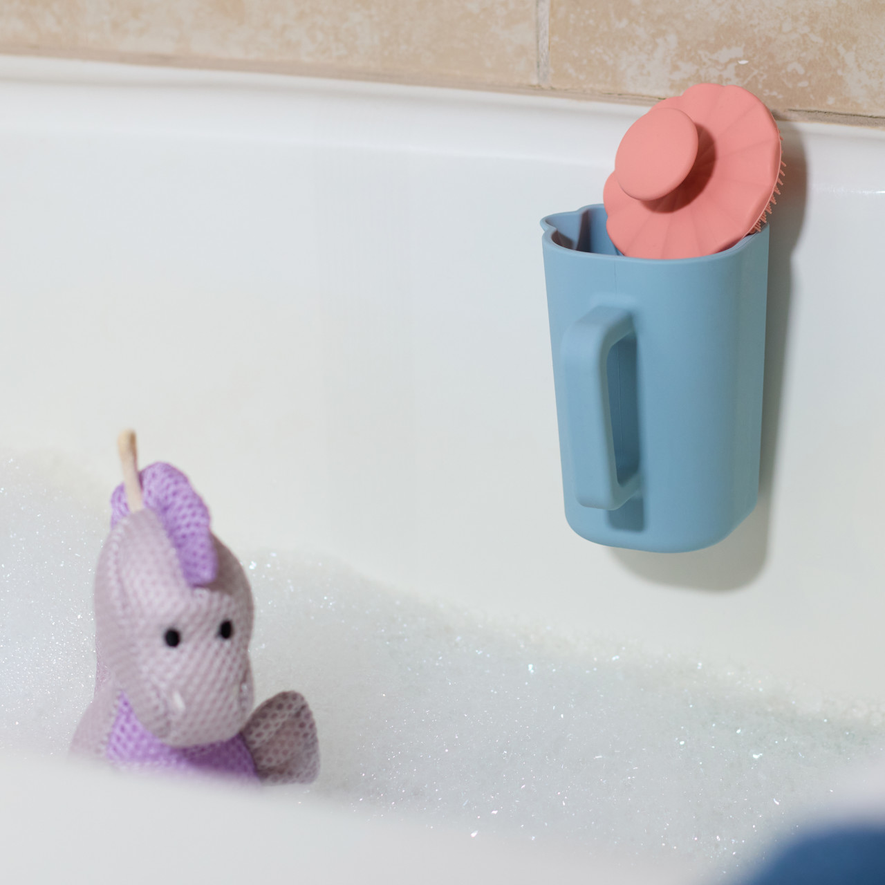 Pink Bathtime Brush + Blue Cup thumbnail