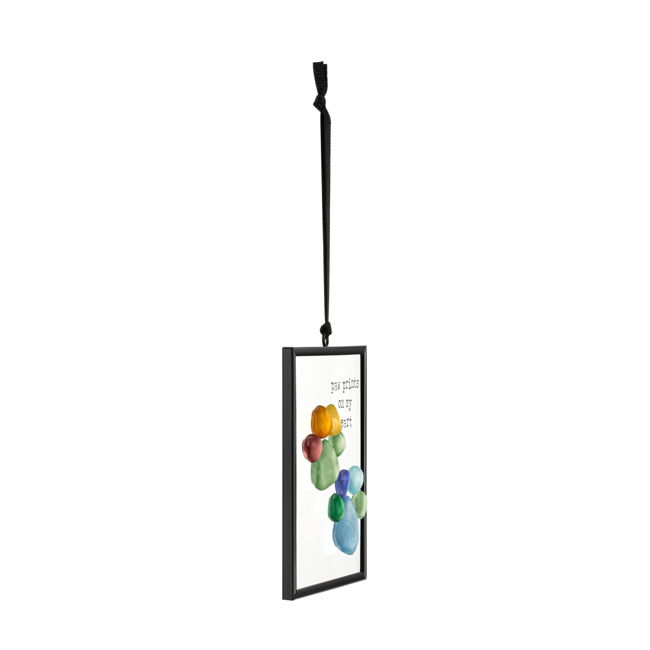 Rainbow Paw Prints on My Heart Suncatcher - 3x3in thumbnail