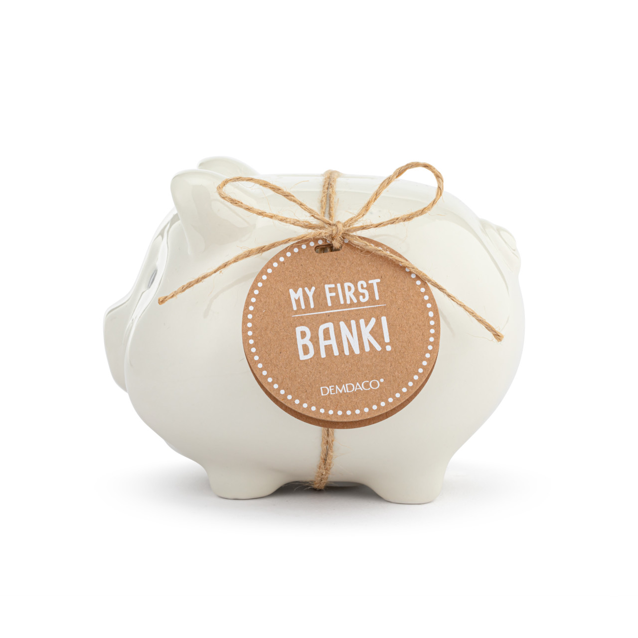 Neutral Ceramic Classic Piggy Bank - 7x5.5x6in thumbnail