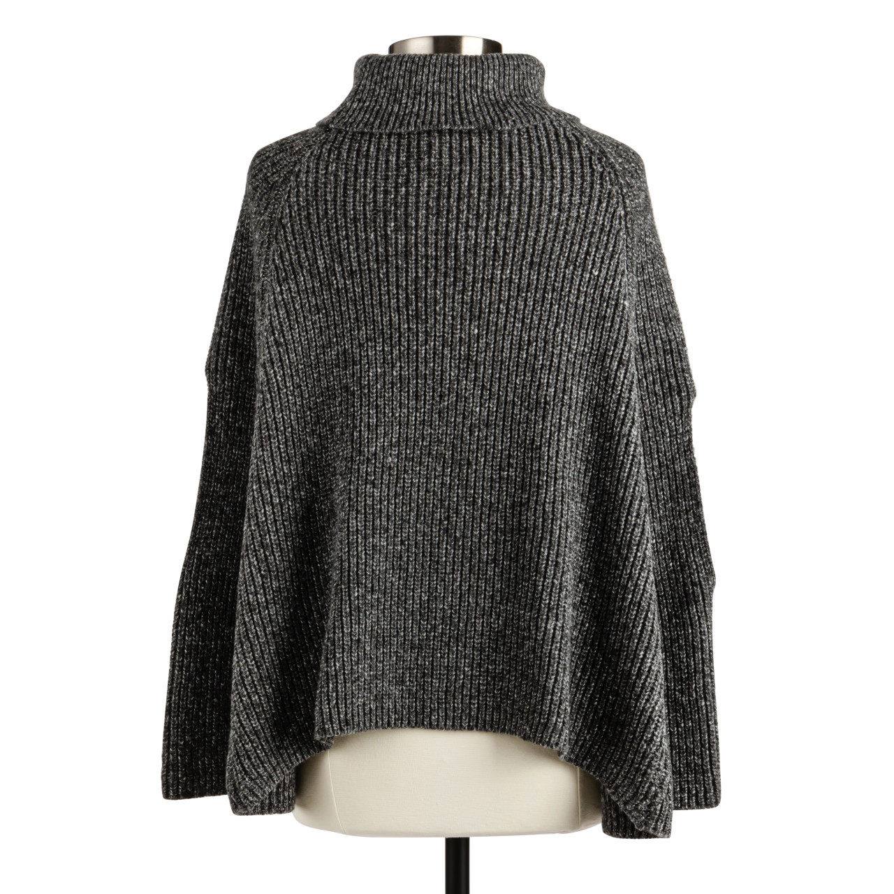 Black Turtleneck Pullover Cape - 120x28in thumbnail
