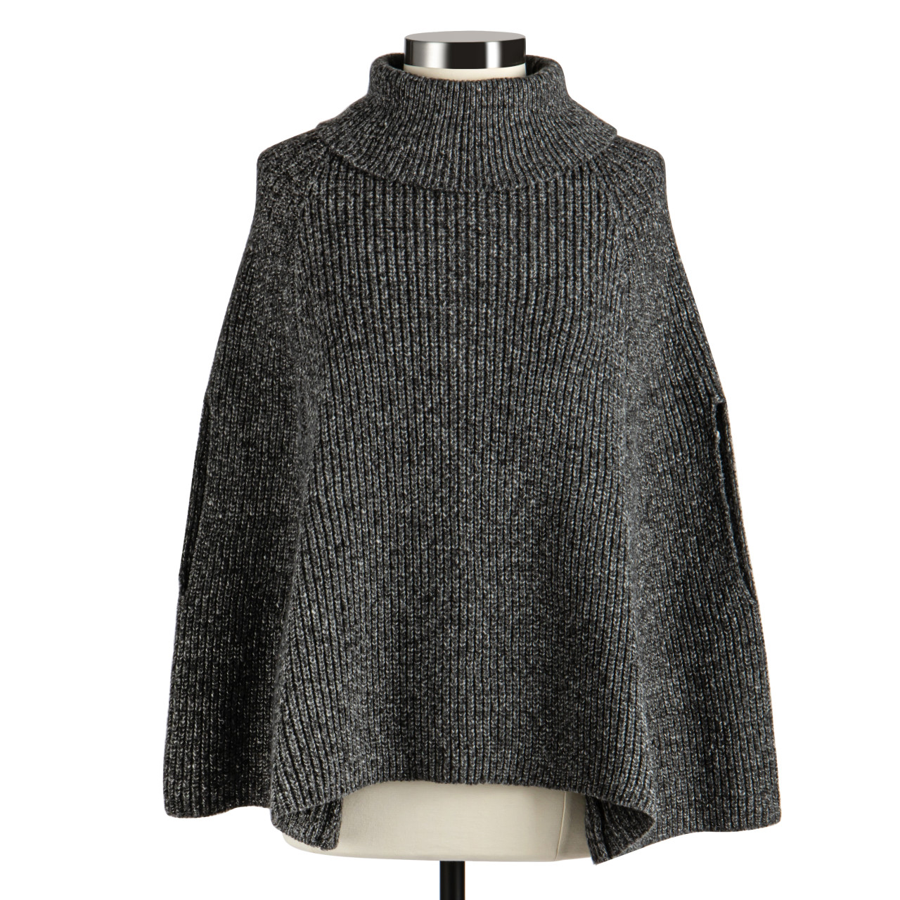 Black Turtleneck Pullover Cape - 120x28in thumbnail