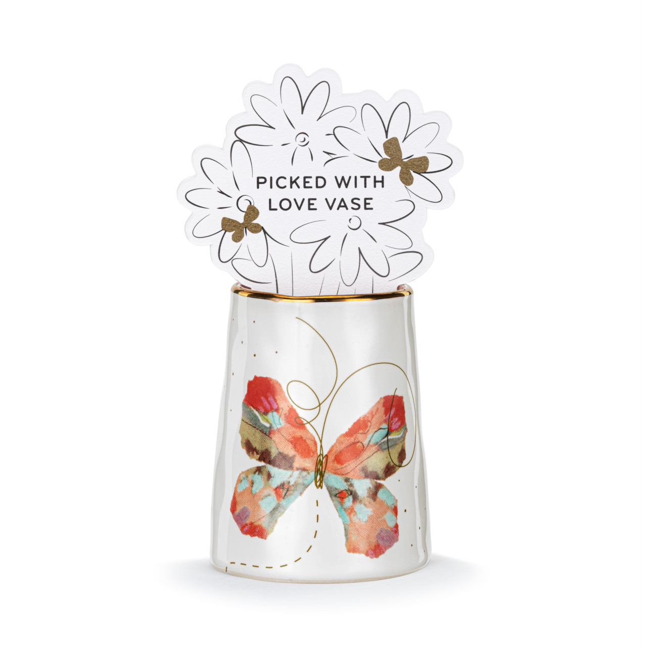 Orange Multi Butterfly Picked With Love Vase-2x3in thumbnail